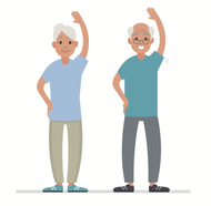 A male and female senior exercising